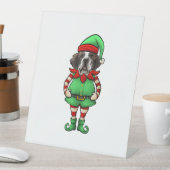 Grappige Kerst Elf St Bernard Dog Saint Bernard Reclamebord Met Voetstuk (Insitu)