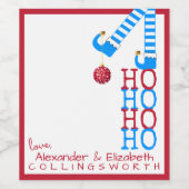 Grappige Kerst Elf Wijnfles Label HO HO HO Wijn Etiket (Enkel label)