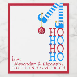 Grappige Kerst Elf Wijnfles Label HO HO HO Wijn Etiket