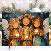 Grappige kerst engelen met kaarsen feestdagen kaart