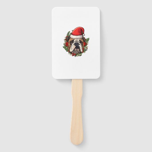 Grappige kerst Engelse Bulldog Handwaaier (Voorkant)