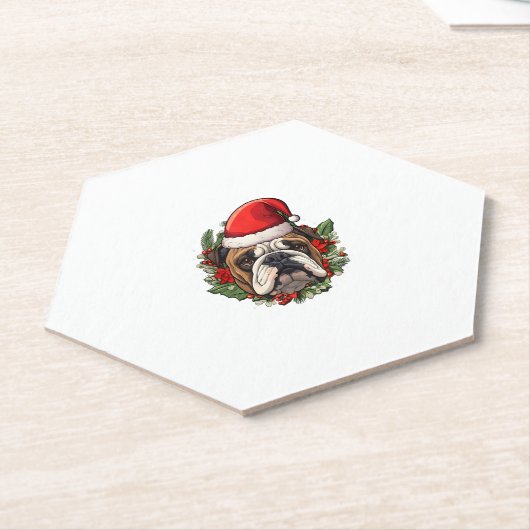 Grappige kerst Engelse Bulldog Kartonnen Onderzetters (Schuin)