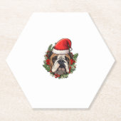 Grappige kerst Engelse Bulldog Kartonnen Onderzetters (Voorkant)
