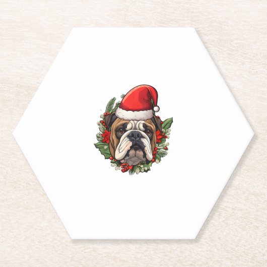 Grappige kerst Engelse Bulldog Kartonnen Onderzetters (Voorkant)