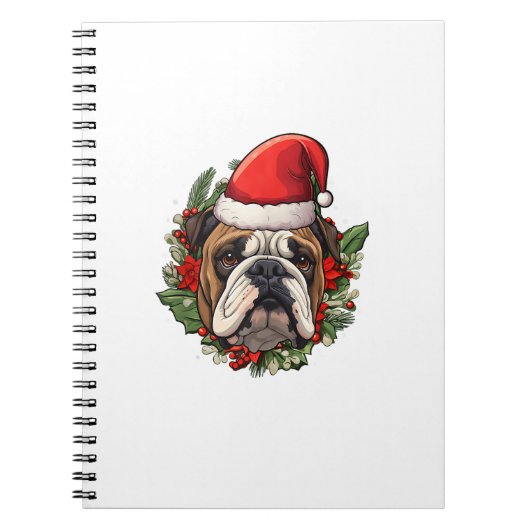 Grappige kerst Engelse Bulldog Notitieboek (Voorkant)