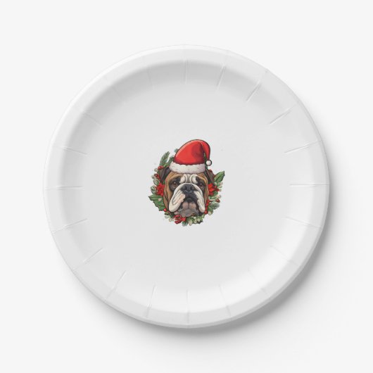 Grappige kerst Engelse Bulldog Papieren Bordje (Voorkant)
