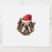 Grappige kerst Engelse Bulldog Sparkling Wijnetiket (Enkel label)