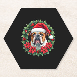 Grappige kerst Engelse Bulldog Tanktop Kartonnen Onderzetters
