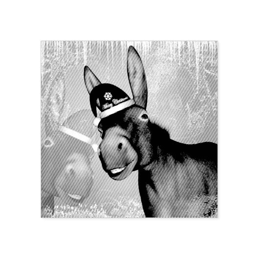 Grappige kerst ezel met kerst pet rubberstempel (Afrduk)