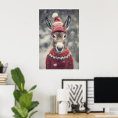 Grappige Kerst Ezel Print Retro Winter Dier (Thuiskantoor)