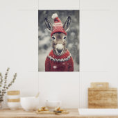 Grappige Kerst Ezel Print Retro Winter Dier (Keuken)