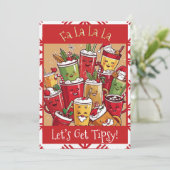 Grappige kerst Fa La La La Let's Get Tipsy Humor Feestdagenkaart (Staand voorkant)