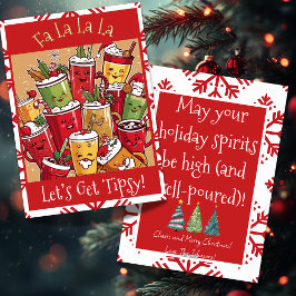 Grappige kerst Fa La La La Let's Get Tipsy Humor Feestdagenkaart