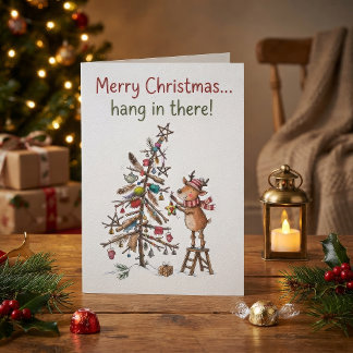 Grappige Kerst Fantasievolle Handgetekende Rendier Kaart
