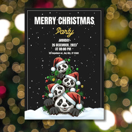 Grappige kerst feest uitnodiging, Panda kerst Kaart