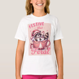Grappige kerst feestelijke maar wilde wasbeer t-shirt