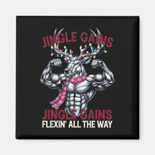 Grappige Kerst fitness workout Rendier Jingle Gain Magneet