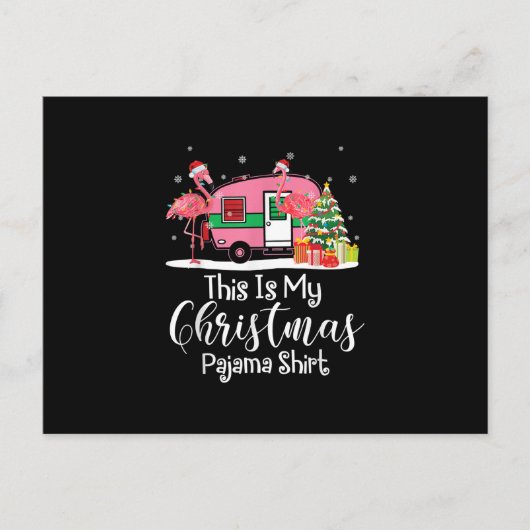 Grappige Kerst Flamingo Camper Cadeaus Uitnodiging Briefkaart (Voorkant)