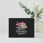 Grappige Kerst Flamingo Camper Cadeaus Uitnodiging Briefkaart (Staand voorkant)