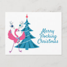 Grappige Kerst Flamingo Rendier Vakantie Groet