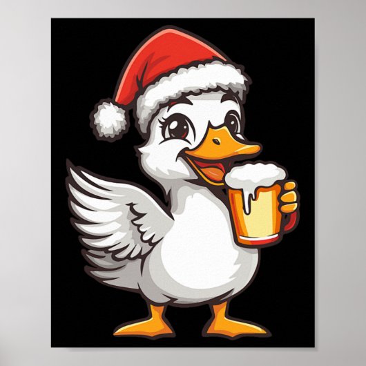 Grappige kerst gans met bier strip poster (Voorkant)