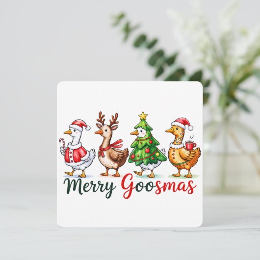 Grappige kerst Gekke gans Kaart (Staand voorkant)