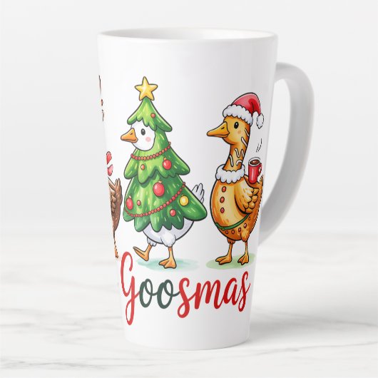 Grappige kerst Gekke gans Latte Mok (Rechterhoek)