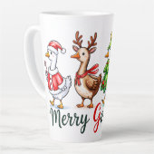 Grappige kerst Gekke gans Latte Mok (Linkerhoek)