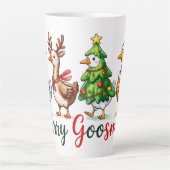 Grappige kerst Gekke gans Latte Mok (Voorkant)