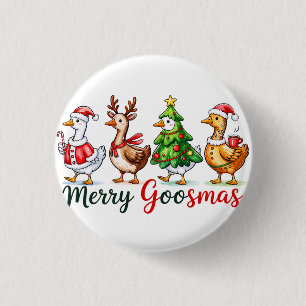 Grappige kerst Gekke gans Ronde Button 3,2 Cm