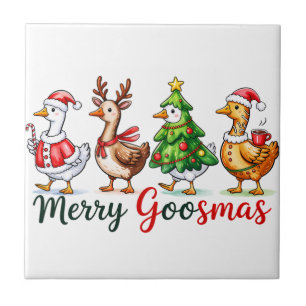 Grappige kerst Gekke gans Tegeltje