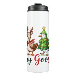 Grappige kerst Gekke gans Thermosbeker