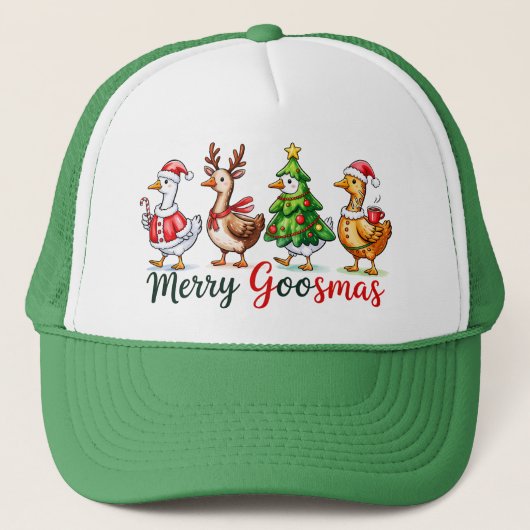 Grappige kerst Gekke gans Trucker Pet (Voorkant)