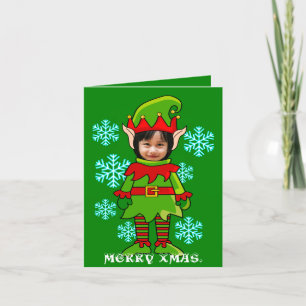 Grappige kerst gepersonaliseerde elf foto feestdagen kaart