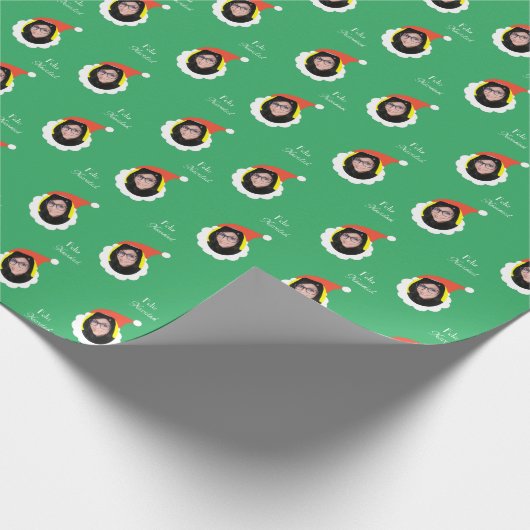 Grappige kerst Gepersonaliseerde foto gezicht Spaa Cadeaupapier (Hoek)