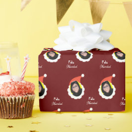 Grappige kerst Gepersonaliseerde foto gezicht Spaa Cadeaupapier