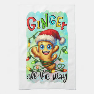 Grappige Kerst ginger woordkunst Theedoek
