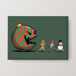Grappige Kerst Gingerbread Kerstman Vakantie Feest Button