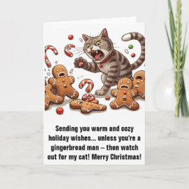 Grappige Kerst: Gingerbread Mannen vs Kat Kaart