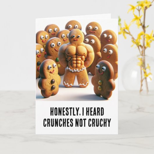 Grappige Kerst: Gingerbread mannen zes pack abs Kaart (Gele Bloem)