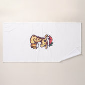 Grappige kerst Giraffe met bierstrip Badhanddoek (Badhanddoek)