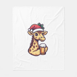 Grappige kerst Giraffe met bierstrip Fleece Deken