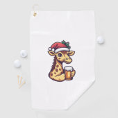 Grappige kerst Giraffe met bierstrip Golfhanddoek (Insitu)