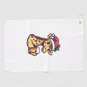 Grappige kerst Giraffe met bierstrip Golfhanddoek (Horizontaal)