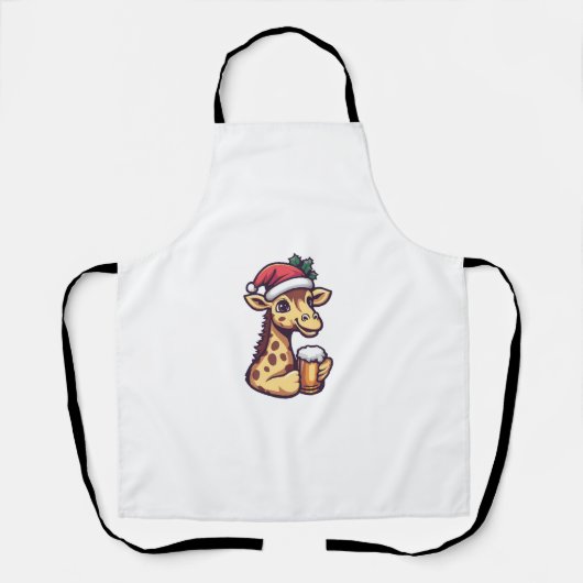 Grappige kerst Giraffe met bierstrip Schort (Voorkant)