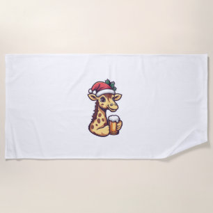 Grappige kerst Giraffe met bierstrip Strandlaken