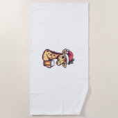 Grappige kerst Giraffe met bierstrip Strandlaken (Voorkant)