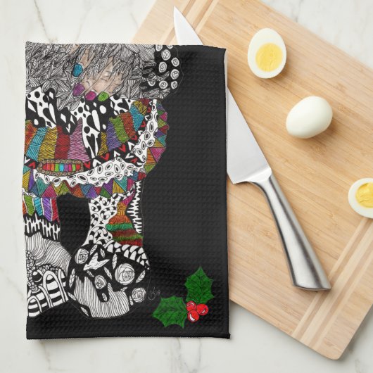 Grappige Kerst Gnome Keuken Handdoek (Quarter Fold)