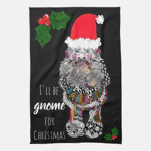 Grappige Kerst Gnome Keuken Handdoek (Verticaal)