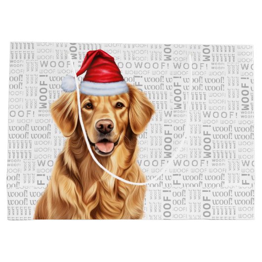 Grappige Kerst Golden Retriever Hond Vakantie Groot Cadeauzakje (Achterkant)